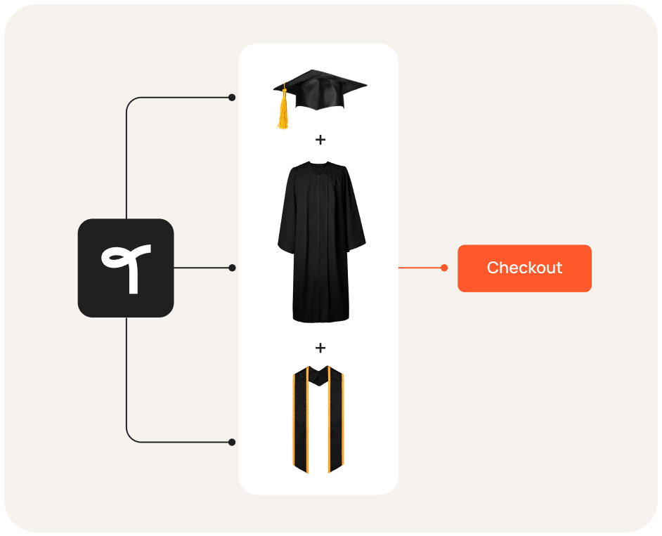 Customizable product grouping interface showing graduation items