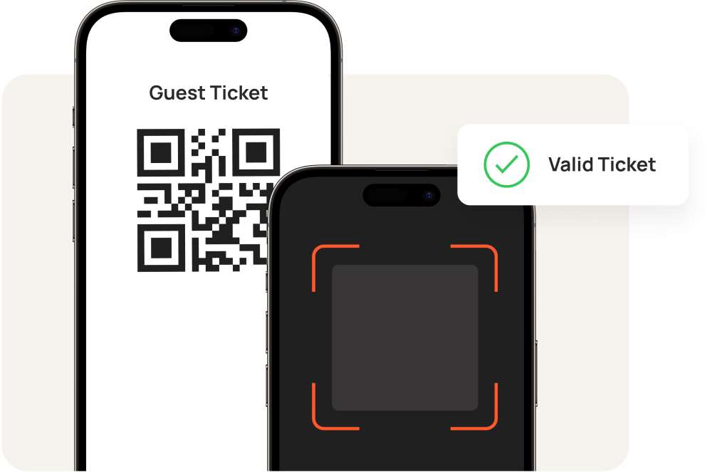 Guest ticket QR code scanning app interface