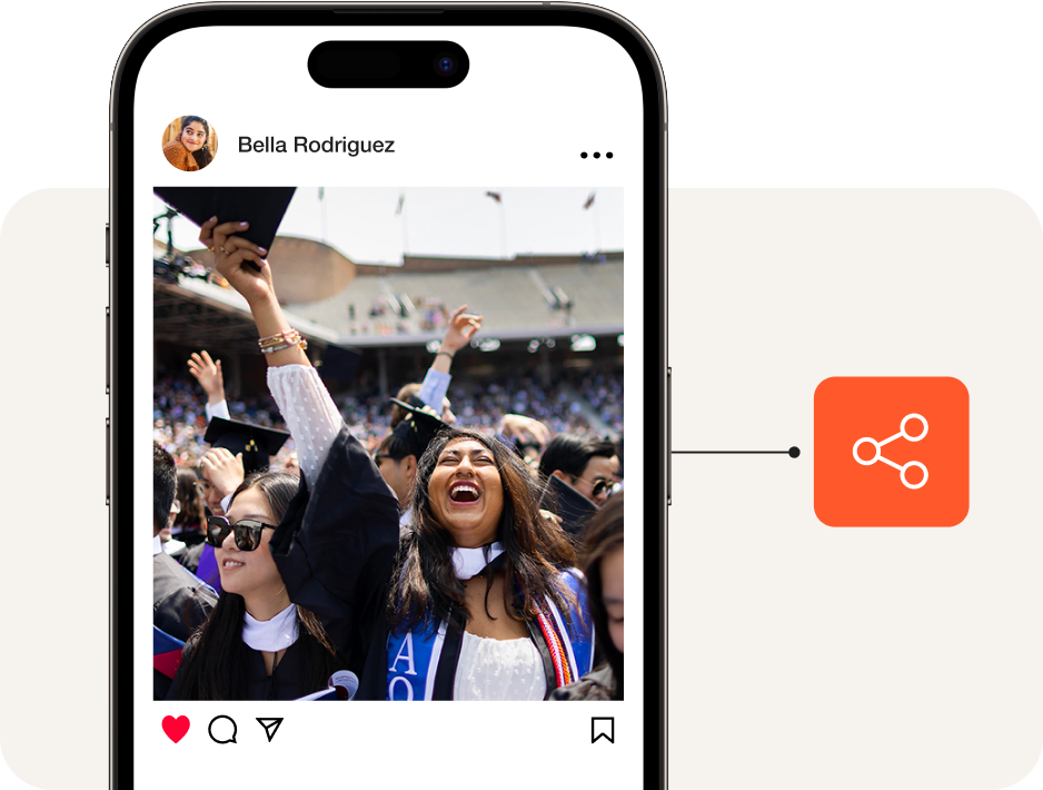 Smartphone showing graduate video clip